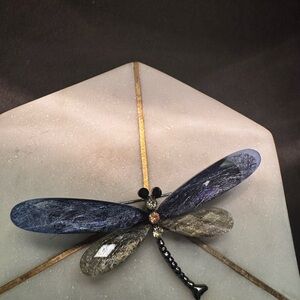 Elegant Dragonfly Brooch with Blue and Black Accents